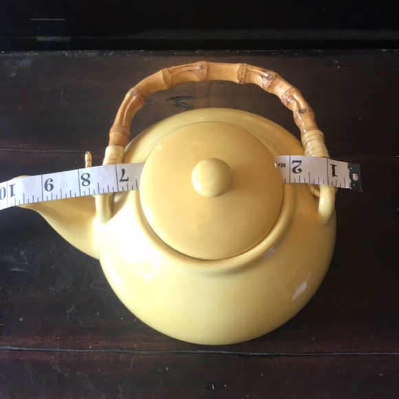 Pottery Barn Kitchen Pottery Barn Teapot Bamboo Handle Yellow